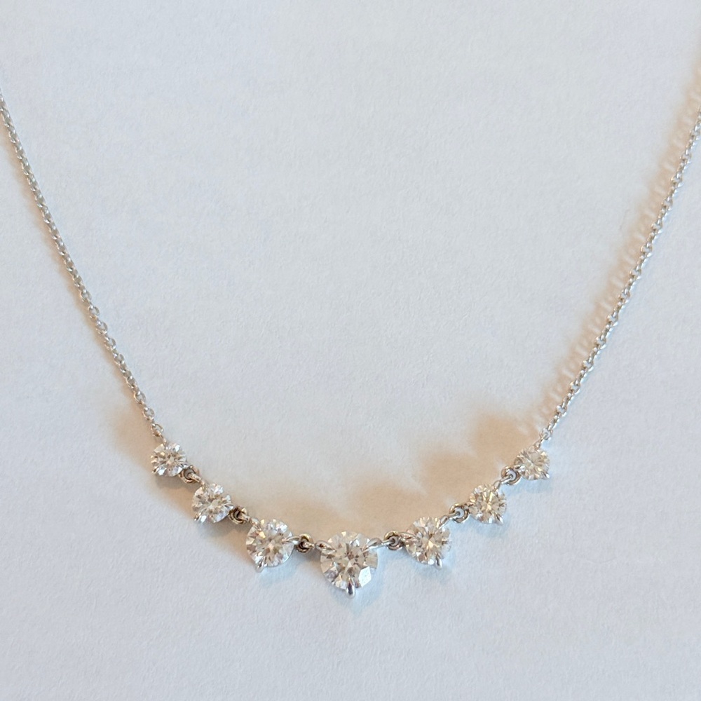 Dazzling diamond necklace 2 carats of colorless VS lab diamonds 14k gold 20 inch